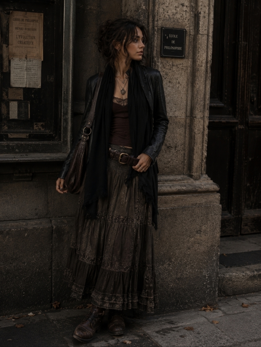Free People Black Drape Front Denim Jacket Boho Moto Grunge Goth Size 0